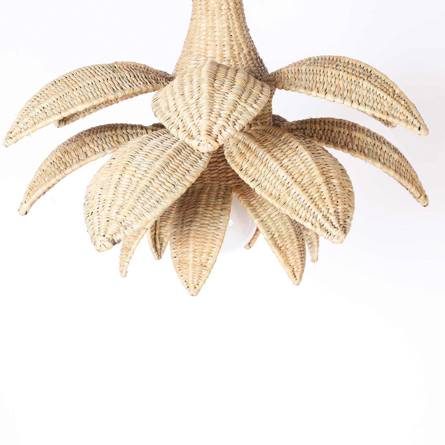 Colgante de mimbre Sanibel Hoja de Palma o Loto de la Colección FS Flores Moderno de mediados de siglo en venta