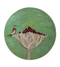 Berries and a bird , 60 cm, oil on canvas