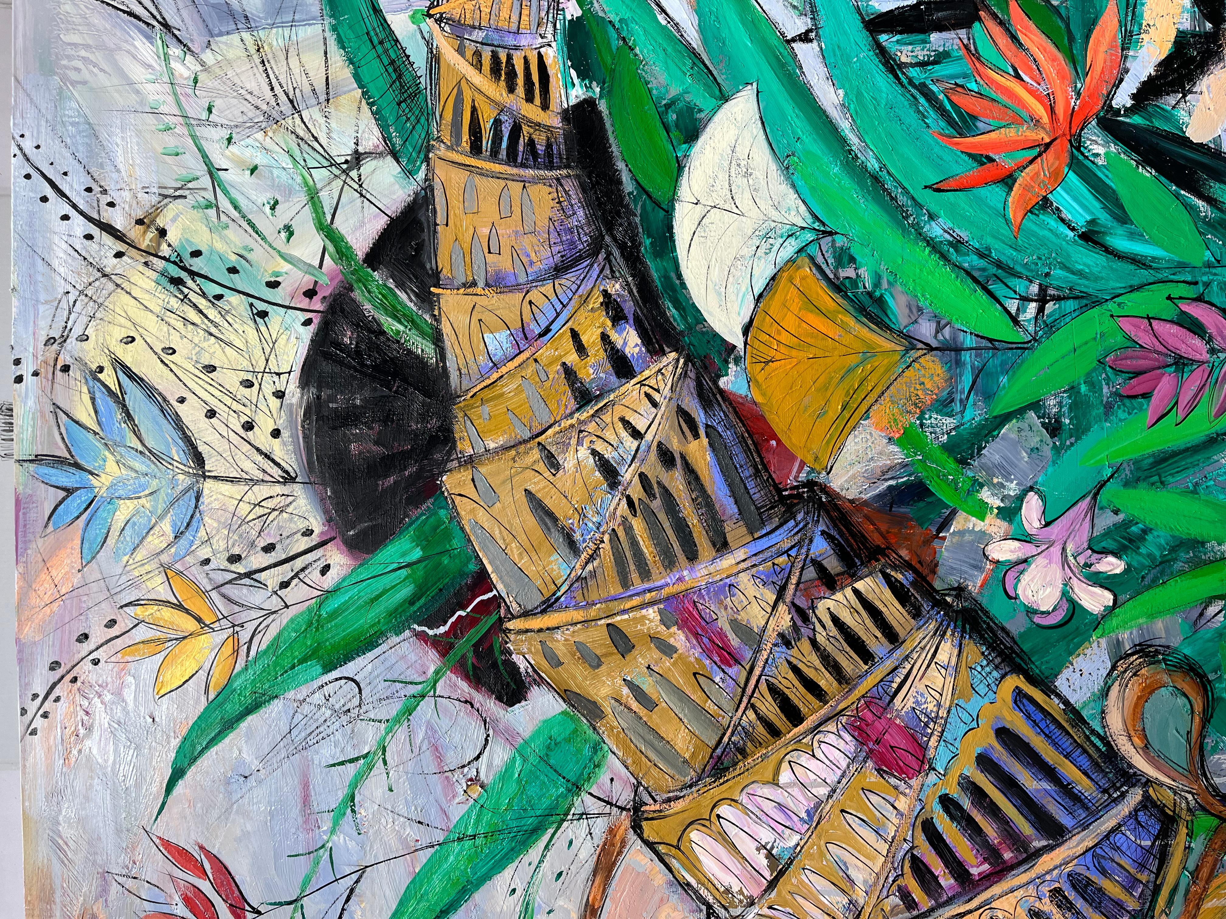 Buddha collapsed in shame, 140x200 cm, oil on canvas For Sale 1