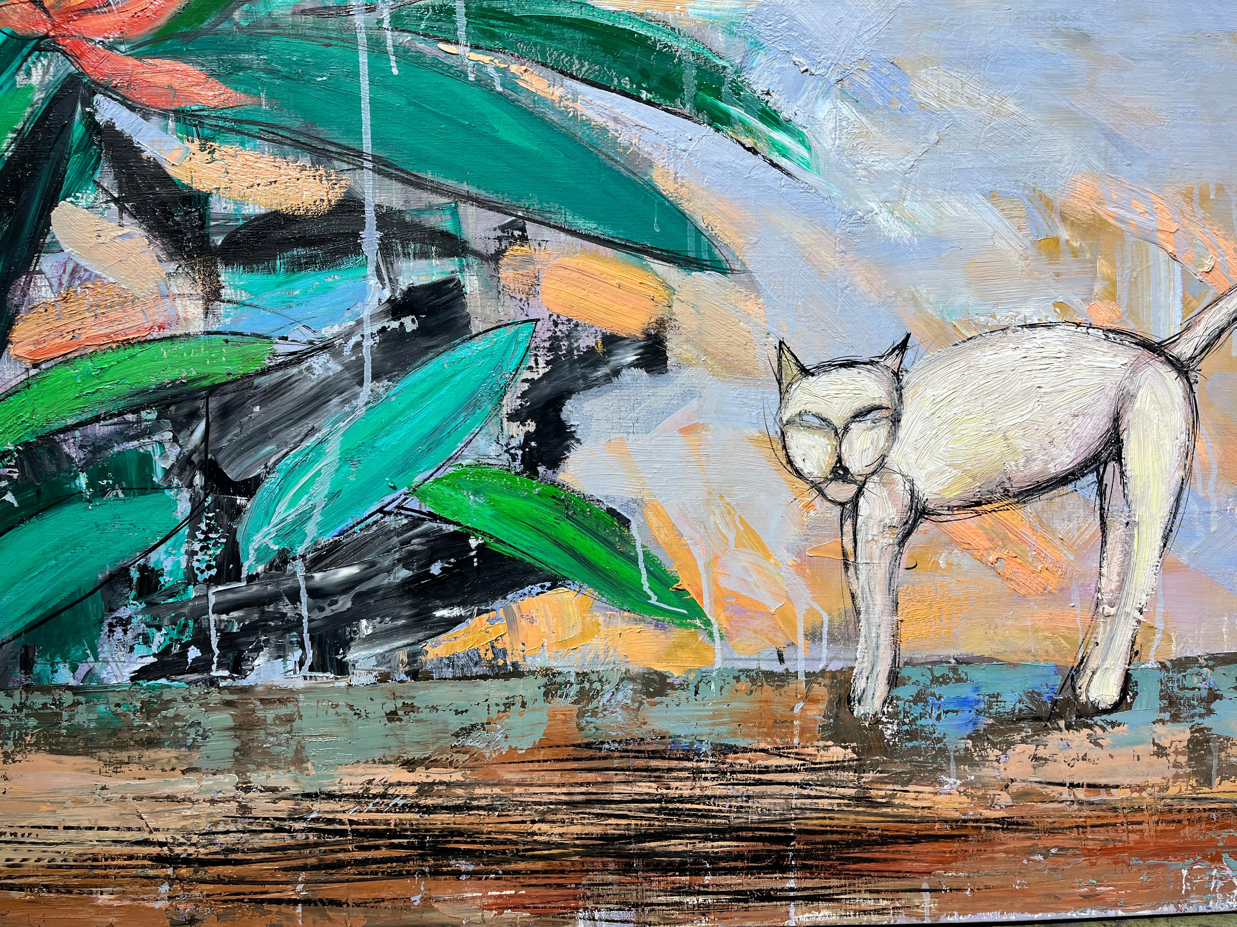 Buddha crollato per la vergogna, 140x200 cm, olio su tela in vendita 2