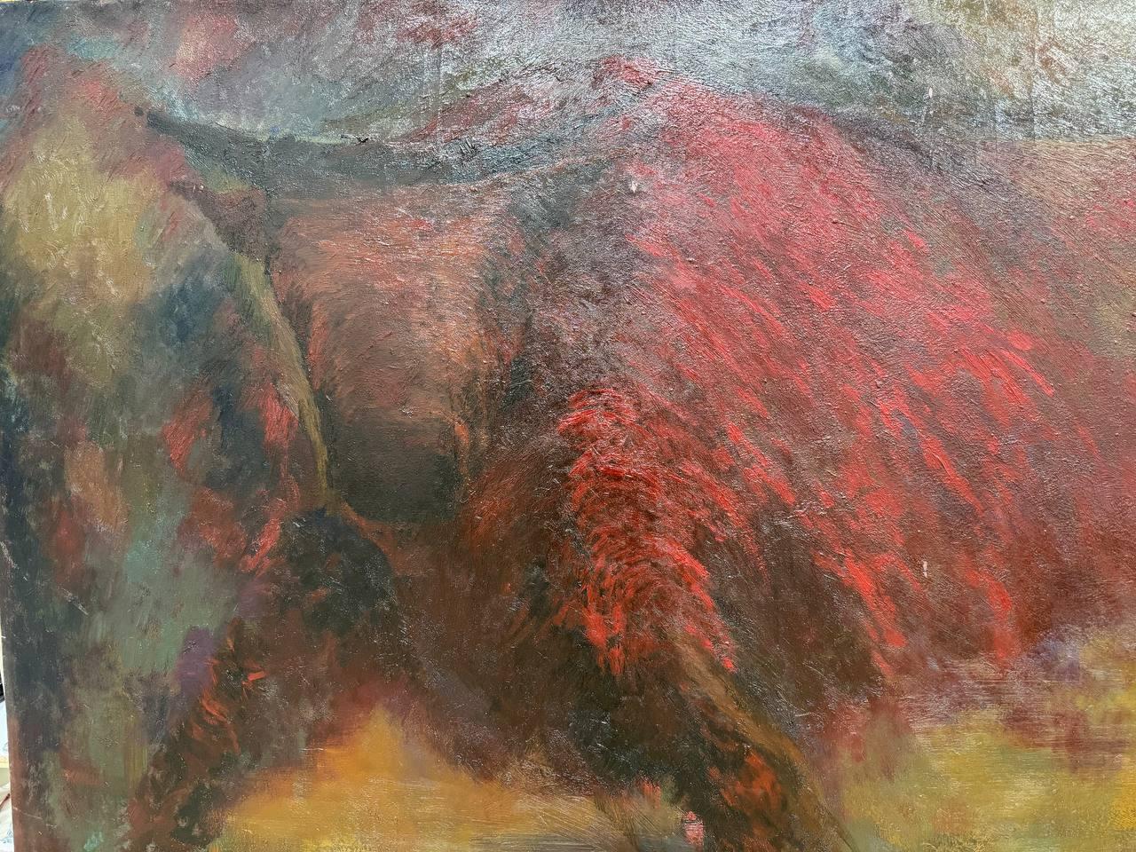 Bull, 120 x 200 cm, huile sur toile en vente 1