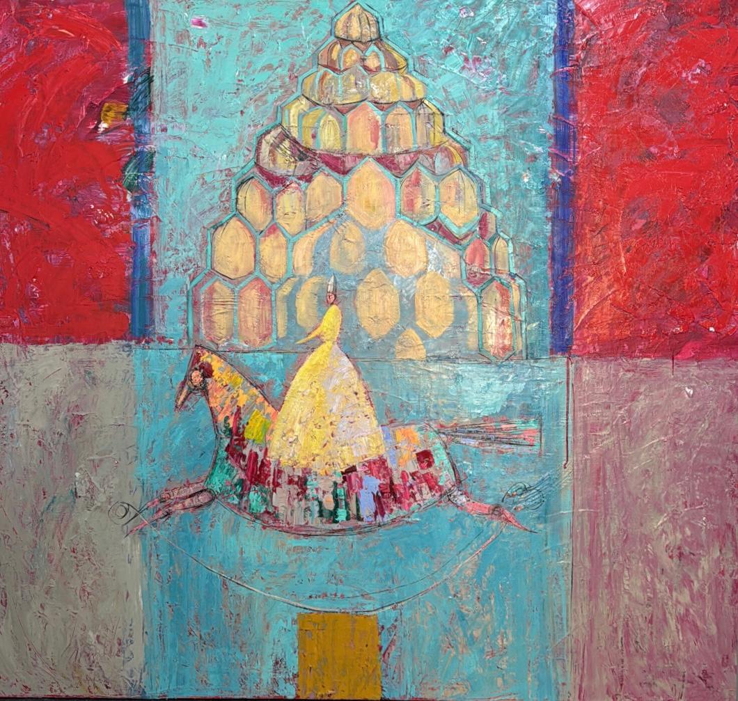 Muqarnas- Stalaktit, 120x130 cm, Öl auf Leinwand – Painting von  Sanjar Djabbarov