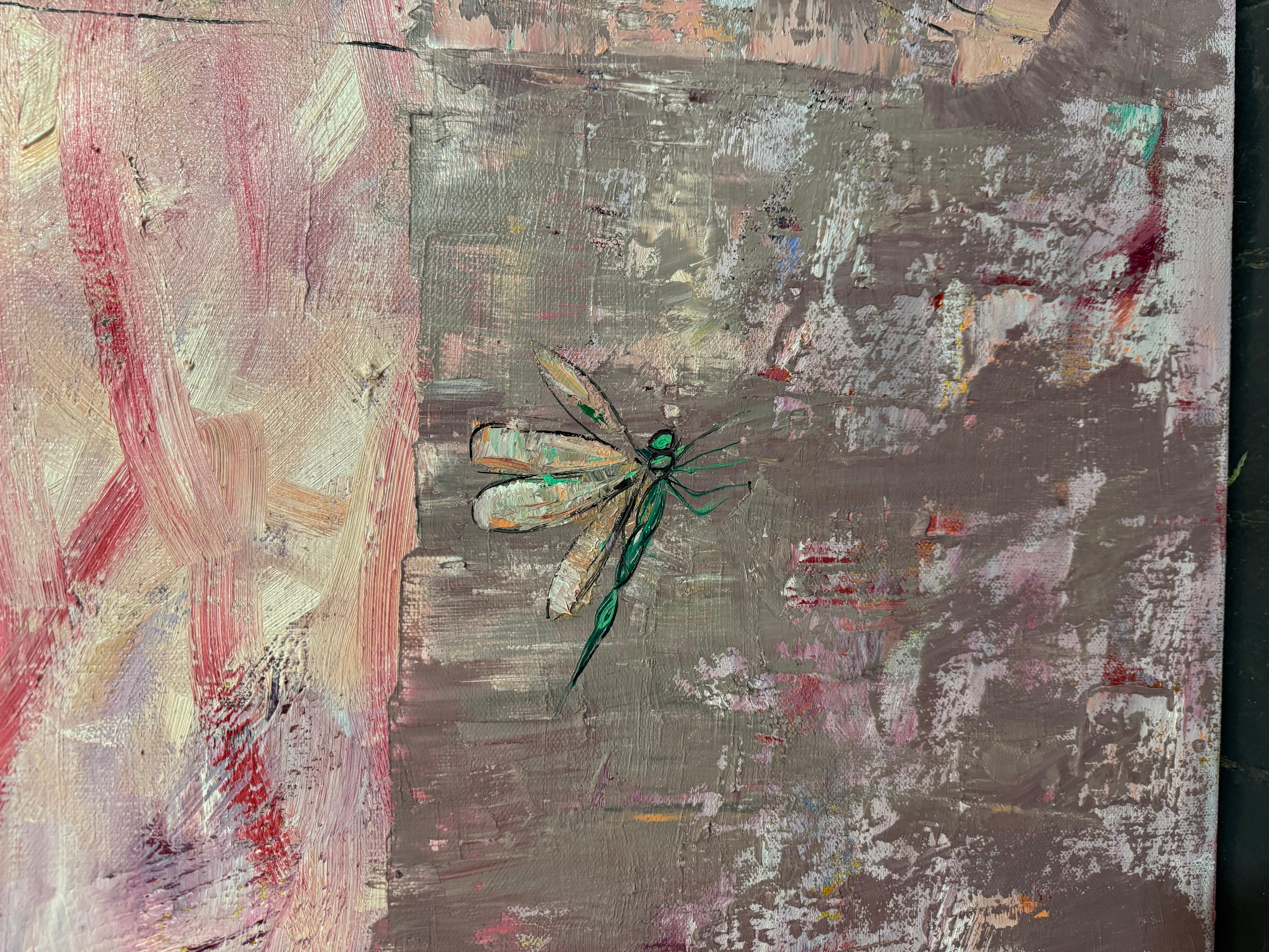 Orchid and dragonfly, 130x140 cm, oil on canvas For Sale 1
