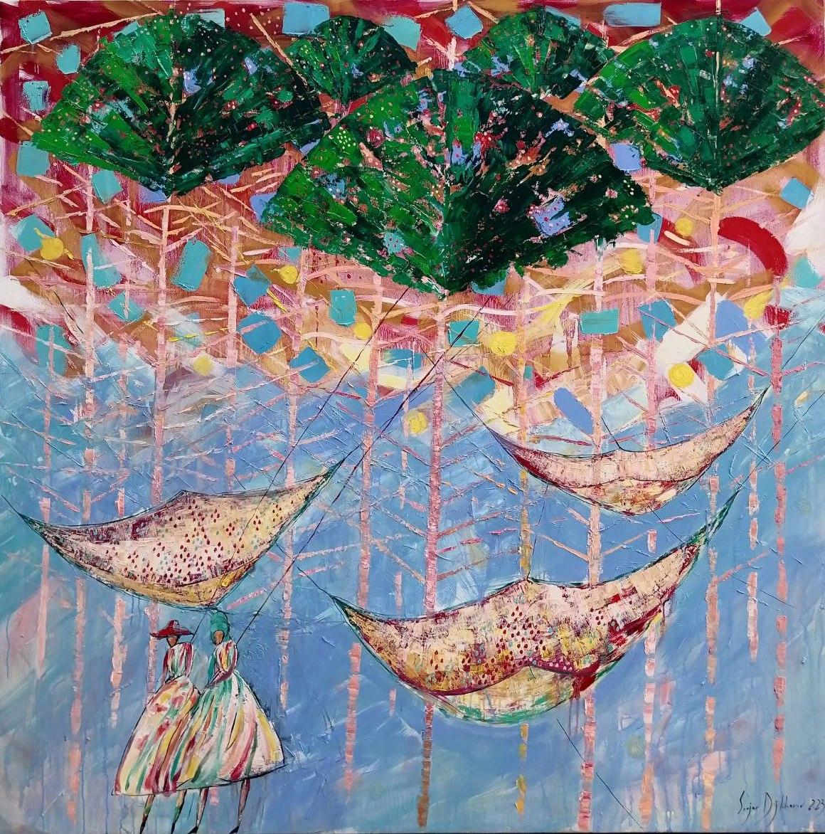 "Voie lactée" Peinture à l'huile 59" x 59" par Sanjar Djabbarov