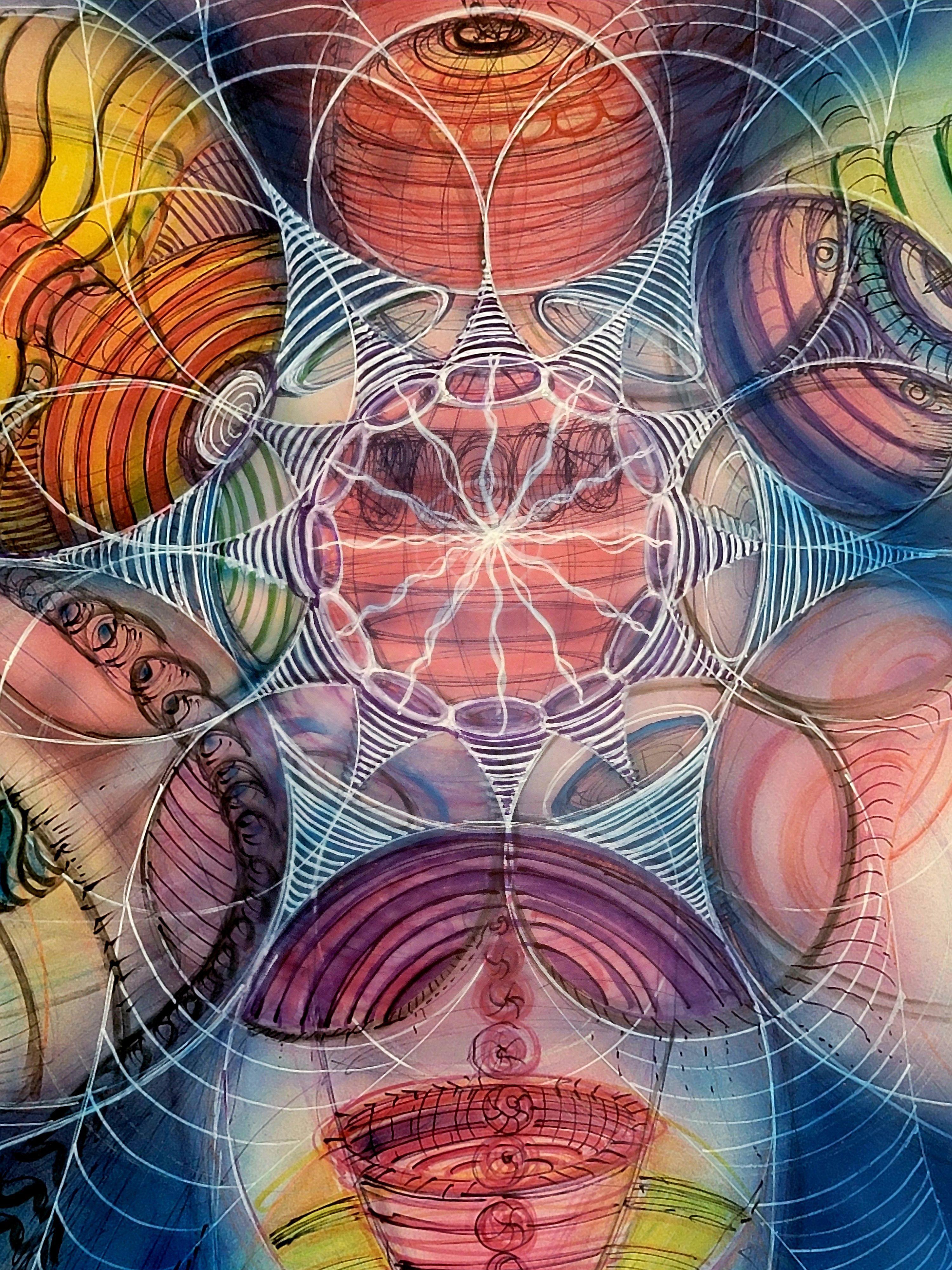 Vibrating Spheres, Mixed Media on Paper - Other Art Style Mixed Media Art by Sanjoy Das