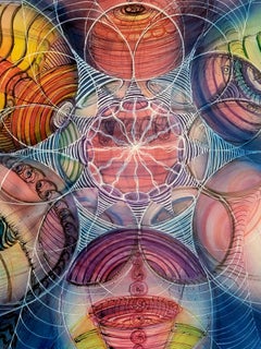 Vibrating Spheres, Mixed Media on Paper