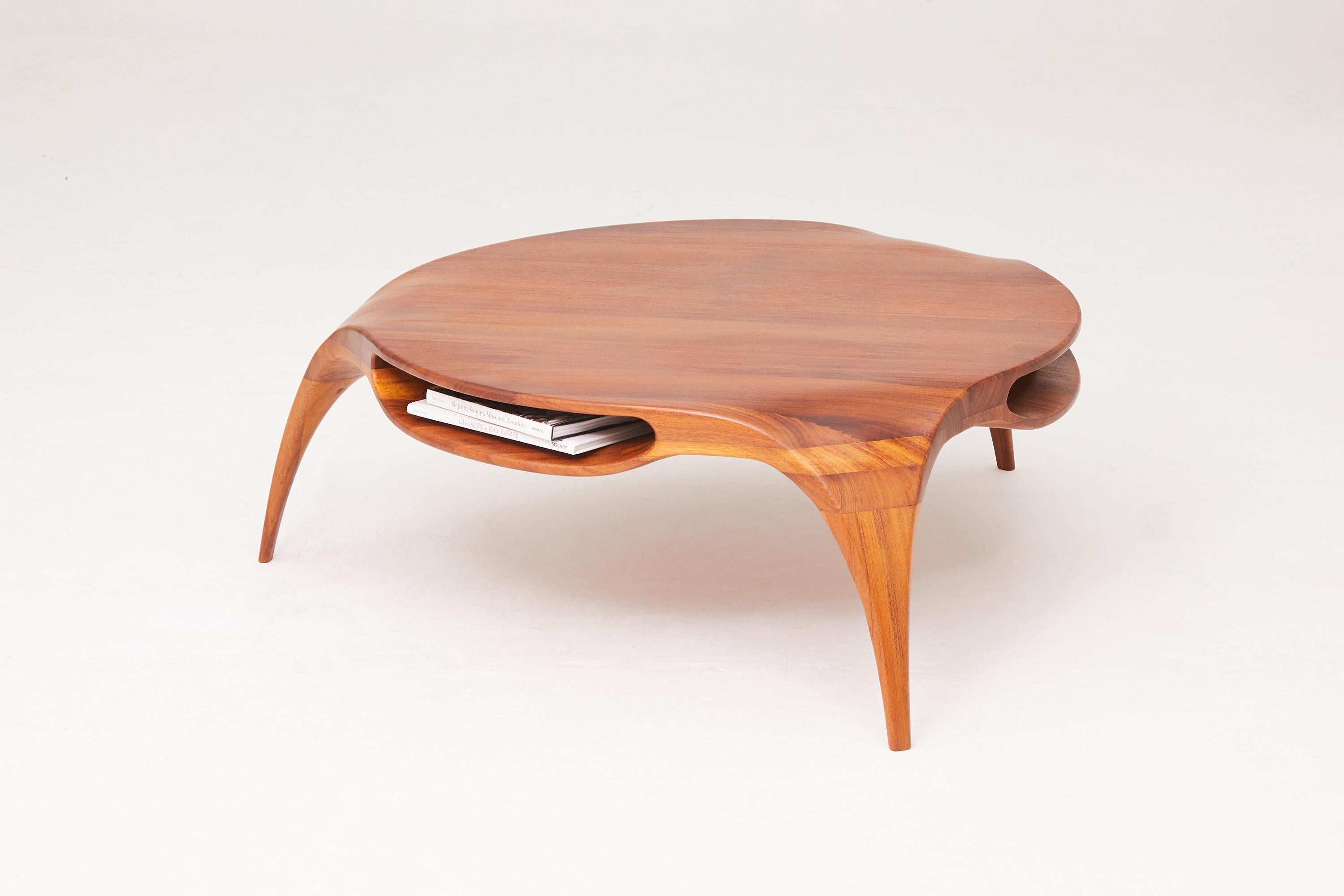 Iroko Wood Sankao coffee table by Henka Lab
Limited Edition
Dimensions: H 42 x w 120 x l 120 cm
Materials: Solid Iroko wood, oil, natural wax finish

Avalaible in Ash wood, charcoal color.

Series limited to 250 signed and numbered copies.
