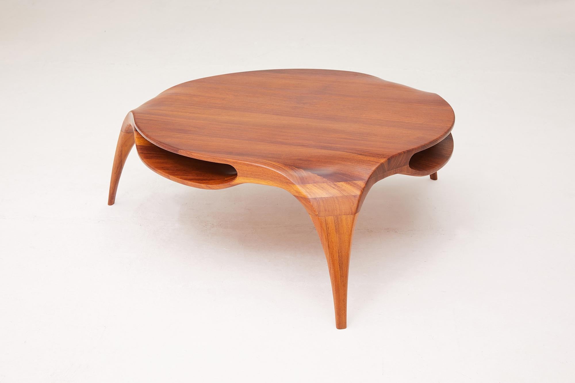 Modern Sankao Coffee Table in Iroko Wood by Henka Lab For Sale
