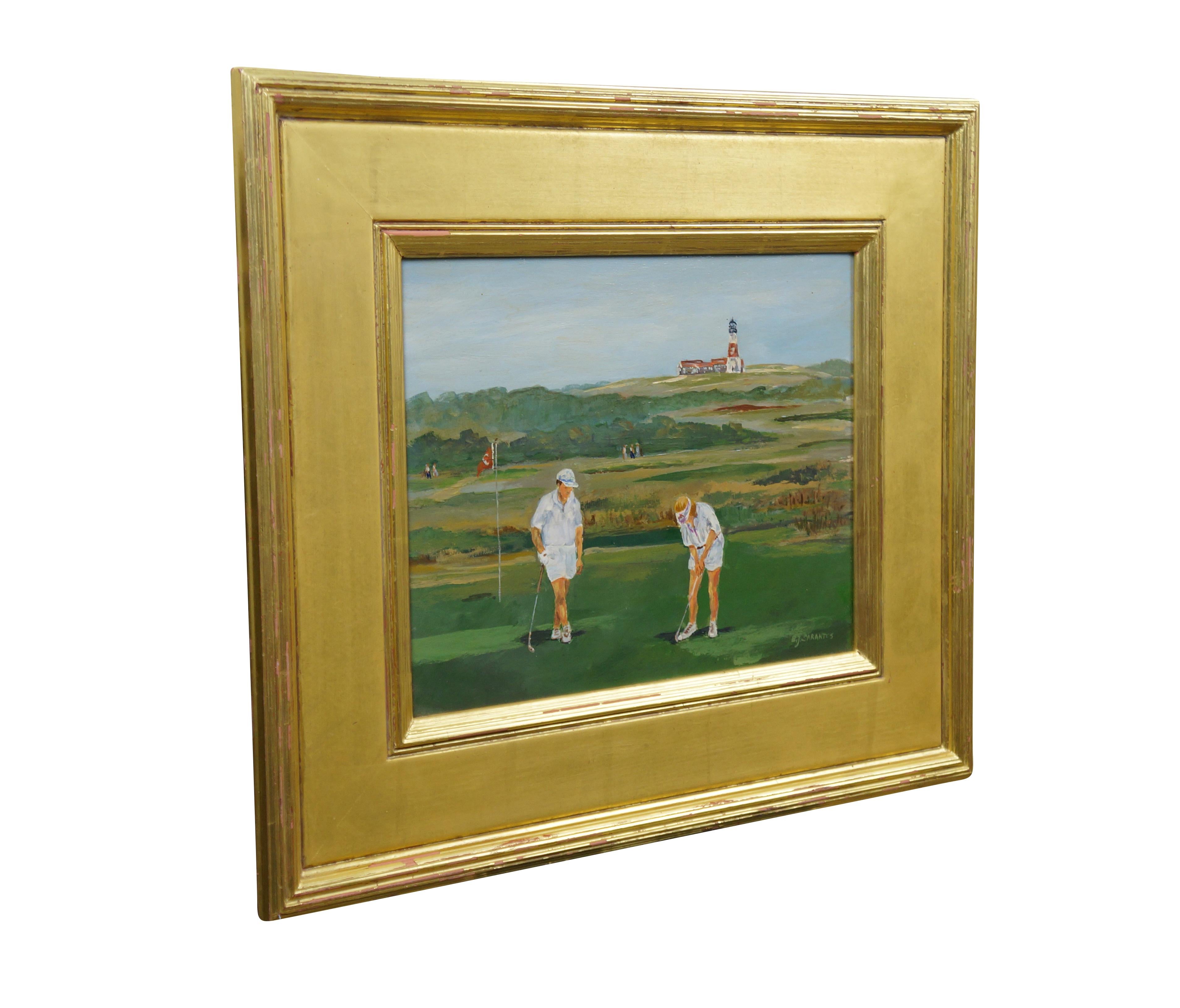 Ende des 20. Jahrhunderts Öl auf Karton Gemälde mit dem Titel 