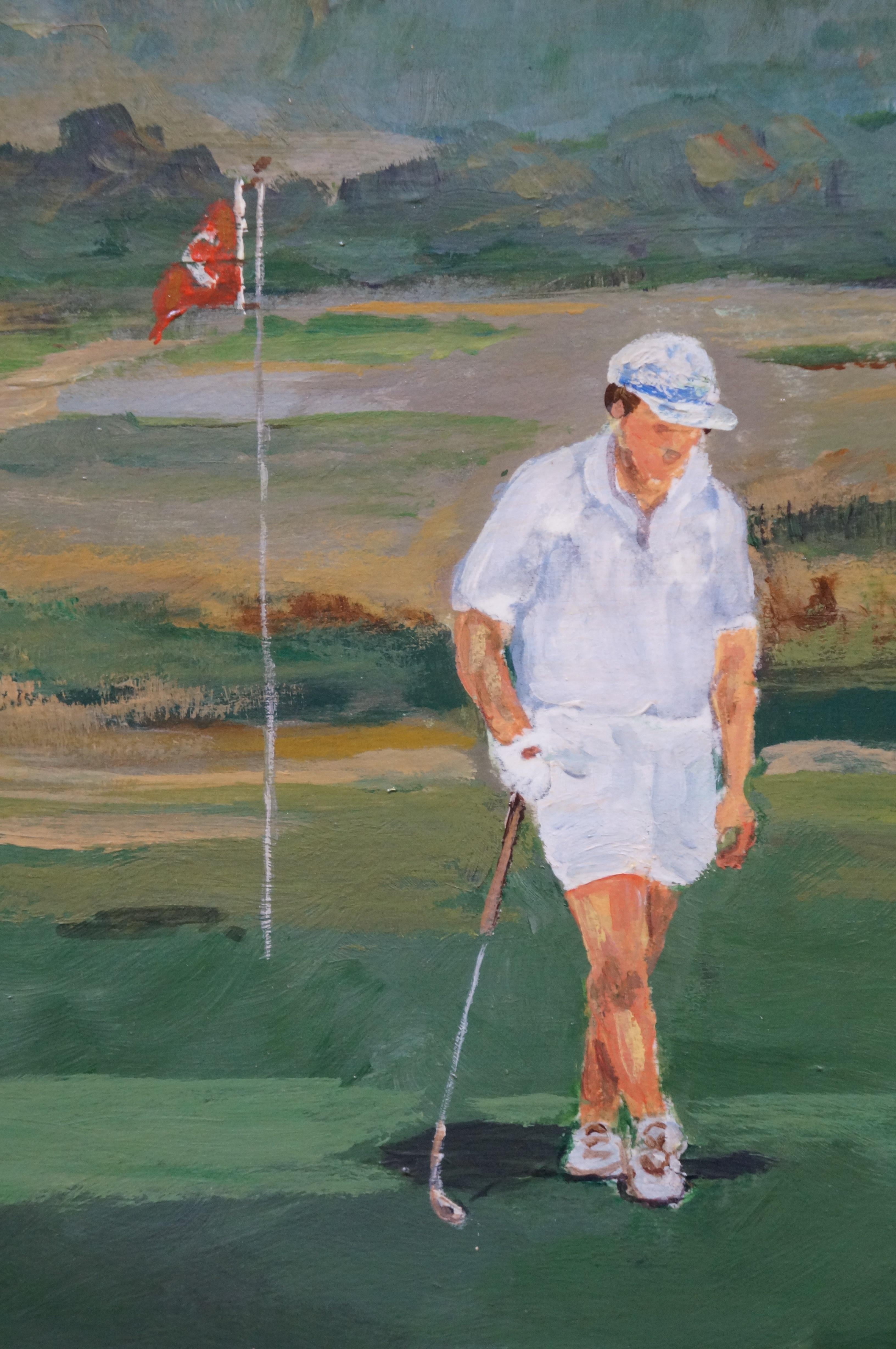 Sankaty Golf Course Nantucket, MA Öl-Landschaftsgemälde Bettie J. Sarantos (Hartholz) im Angebot