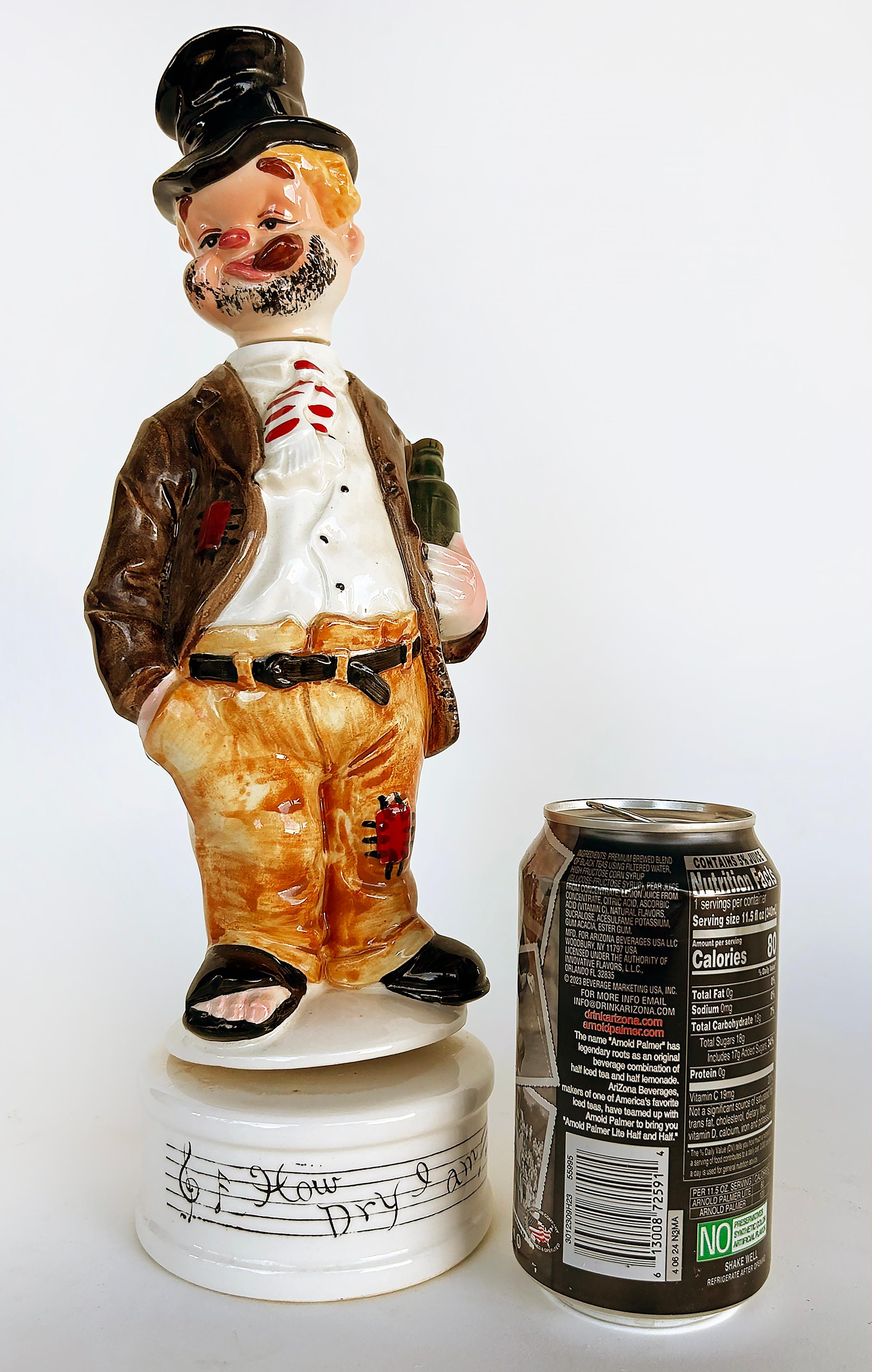 Sankyo Glazed Ceramic Hobo Figurine Music Box 