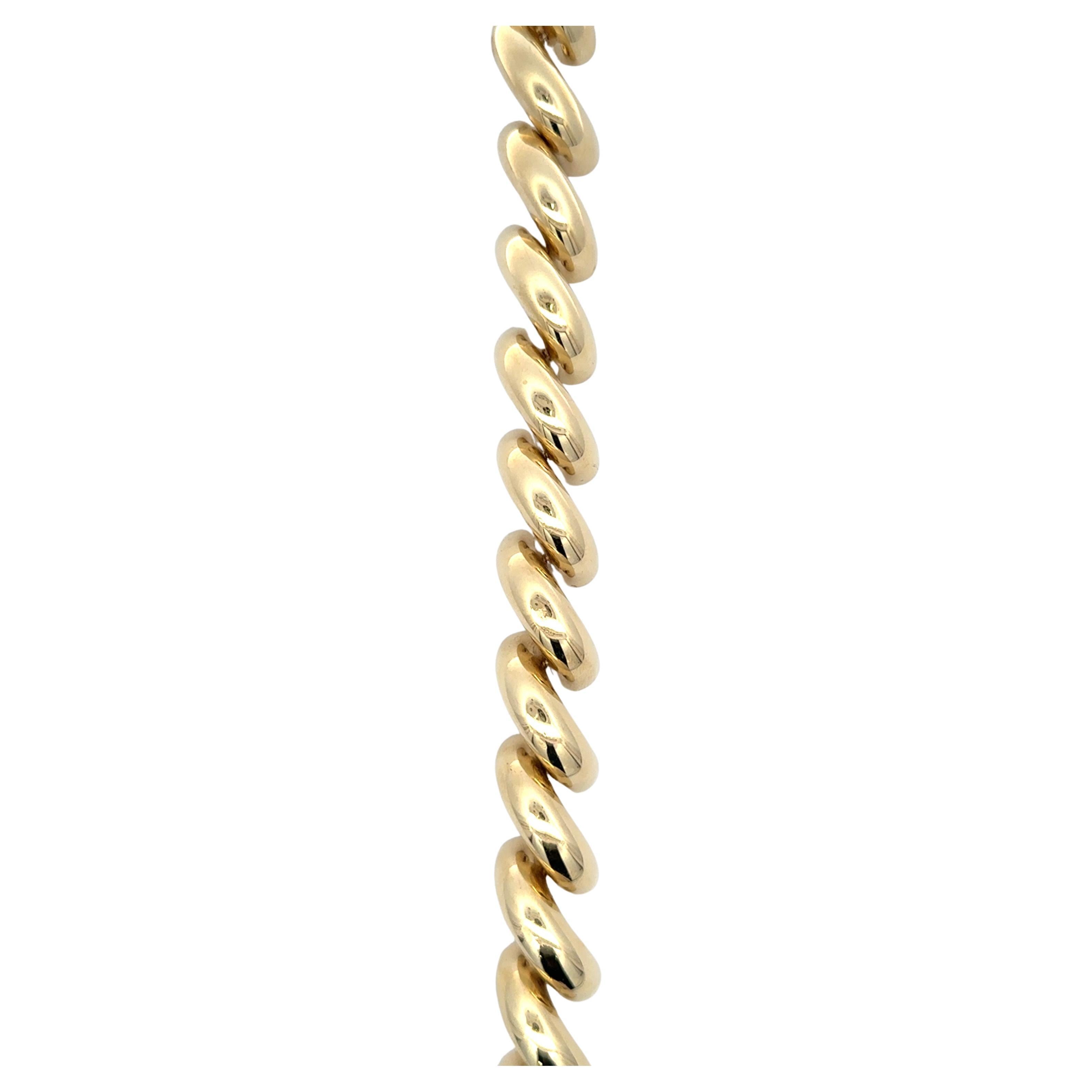Bracelet à maillons SanMarco en or jaune 14 carats pesant 59,6 grammes.