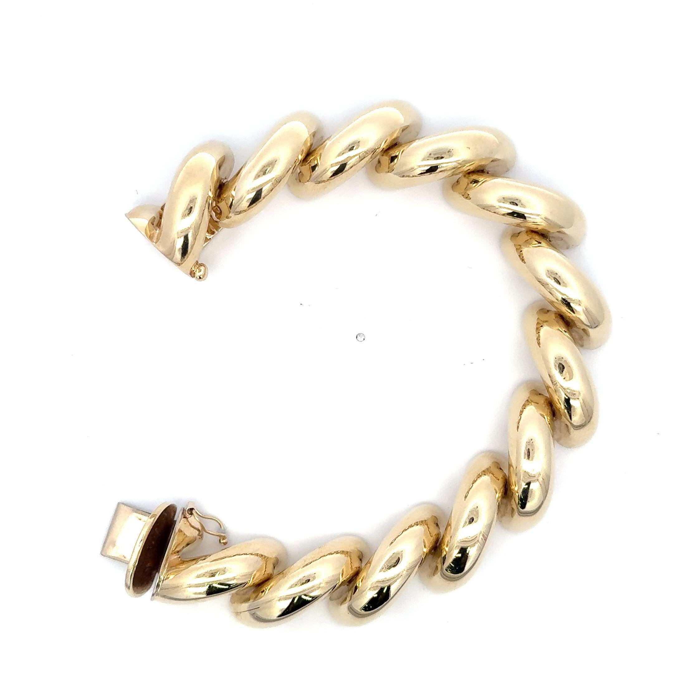 SanMarco 14 Karat Yellow Gold Link Bracelet 59.6 Grams Medium Size en vente 2