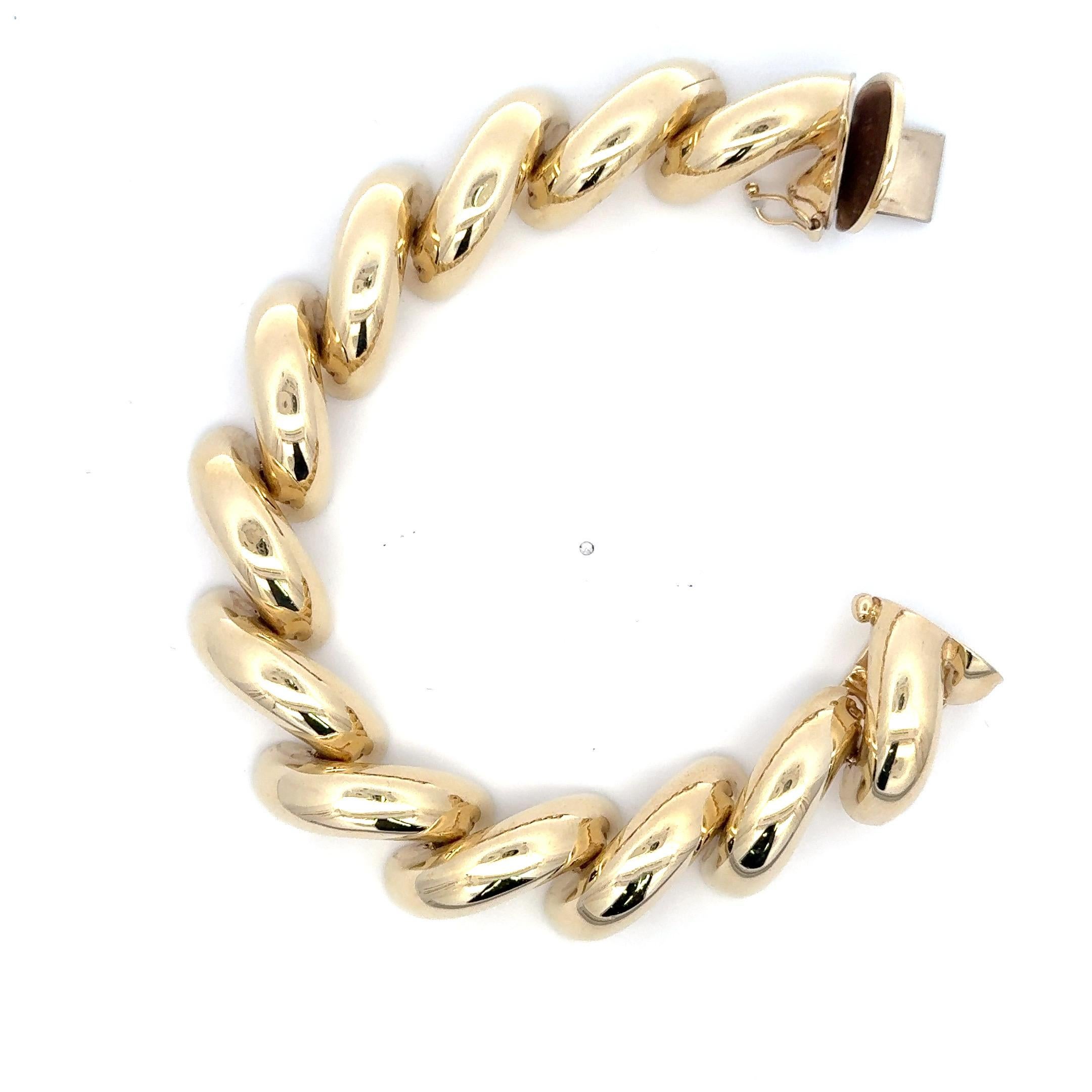 SanMarco 14 Karat Yellow Gold Link Bracelet 59.6 Grams Medium Size en vente 3