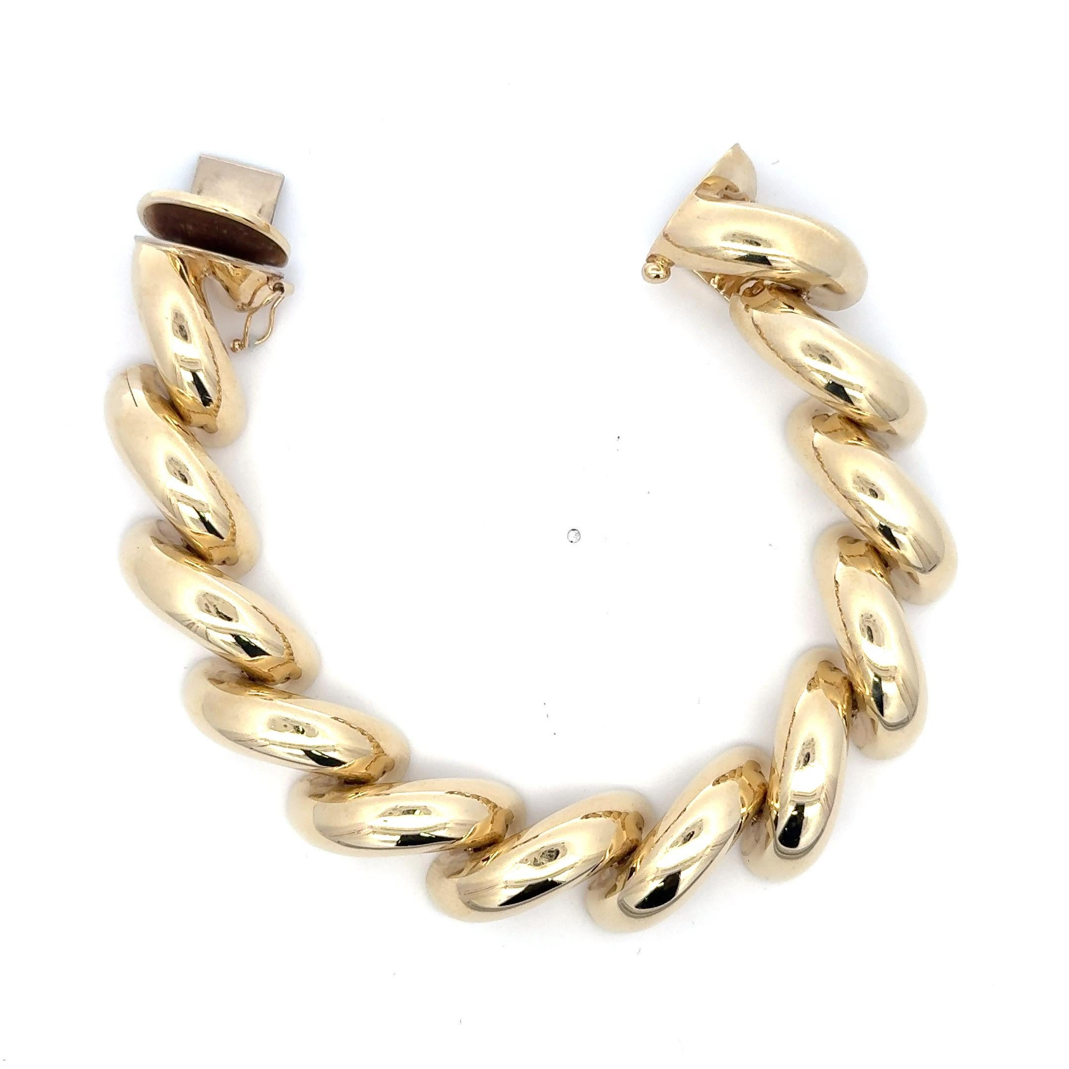 SanMarco 14 Karat Yellow Gold Link Bracelet 59.6 Grams Medium Size en vente 4