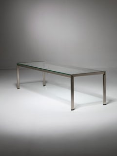 Mesa baja de acero y cristal "Sanmarco" de Gae Aulenti para Zanotta, Italia, años 80