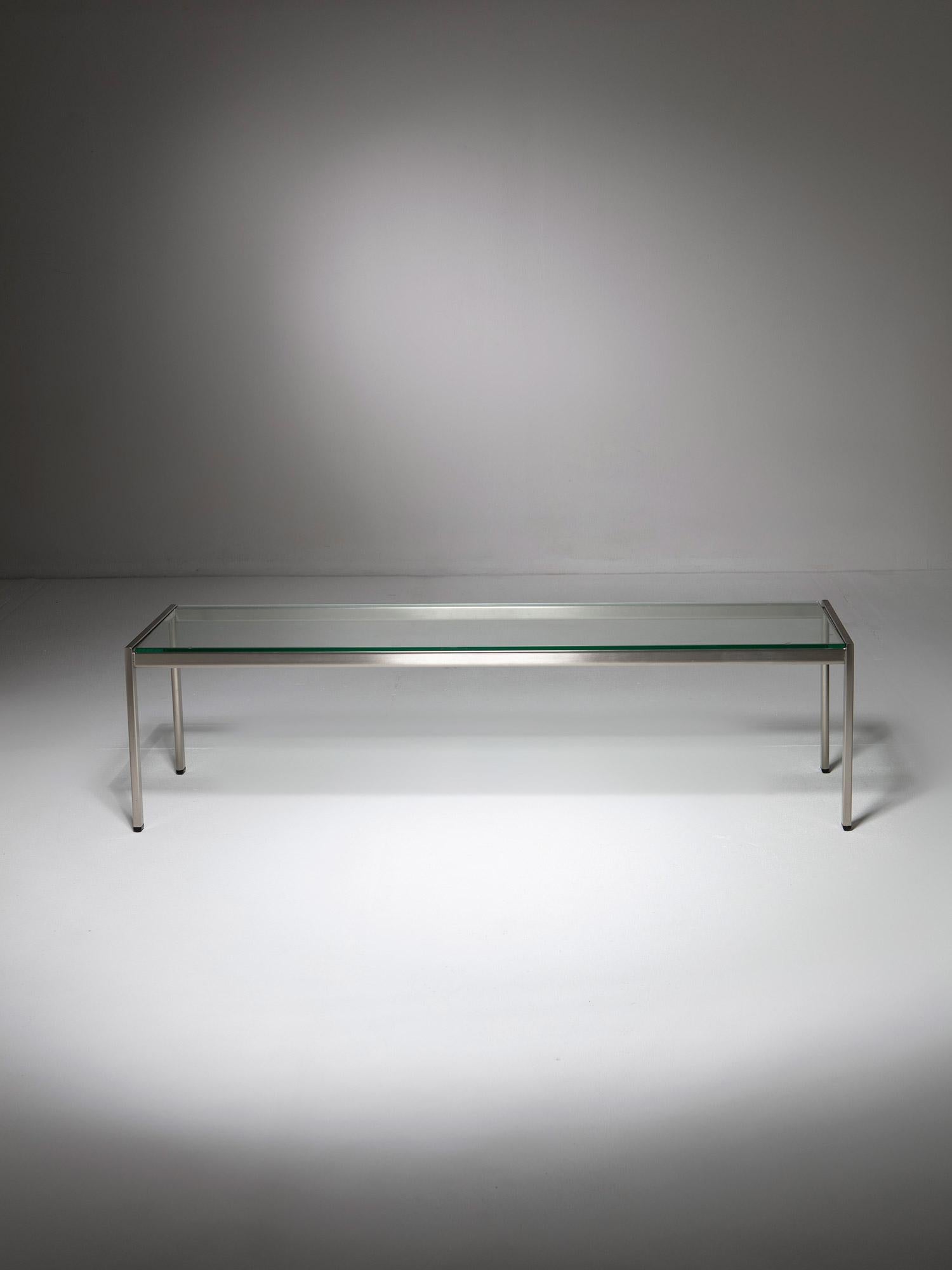 italien Table basse en acier et verre 