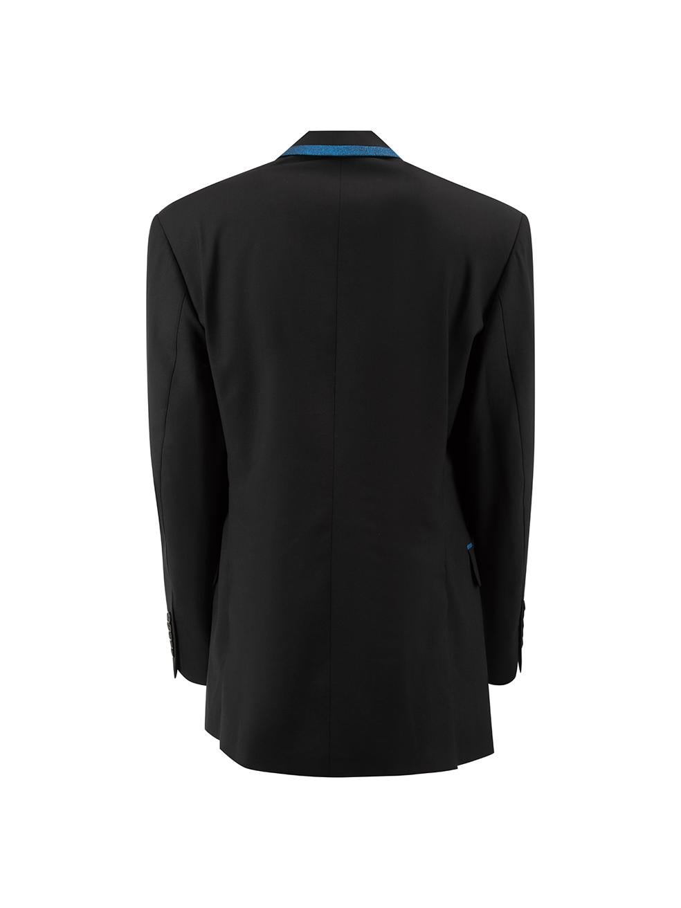 Sanne Black with Metallic Blue Trim Blazer Size S In Good Condition For Sale In London, GB