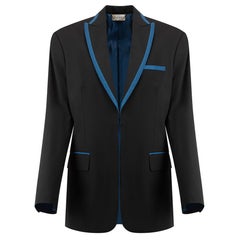 Sanne Black with Metallic Blue Trim Blazer Size S