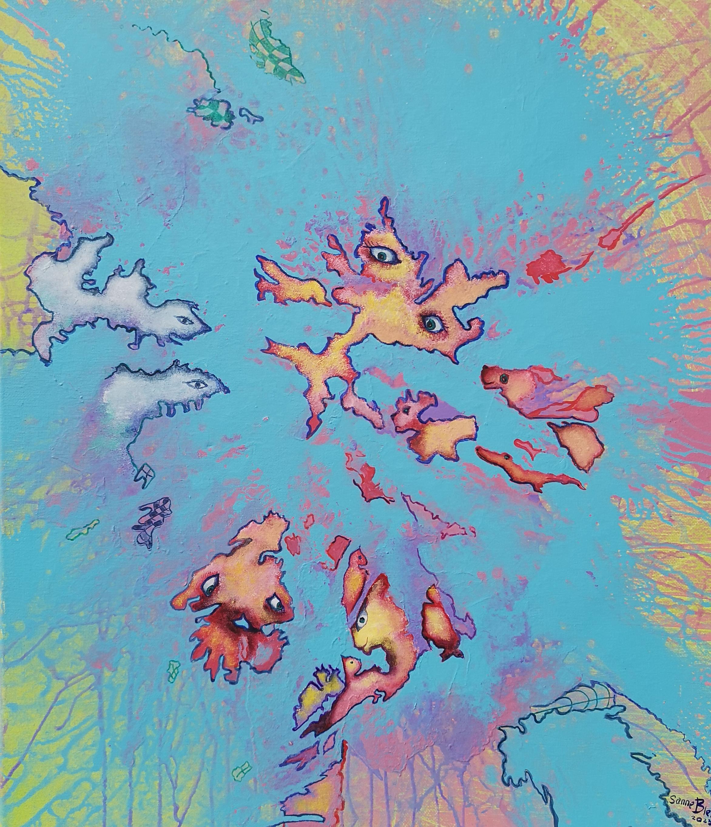 " Cielo de verano" Pintura original semiabstracta. Óleo sobre lienzo.