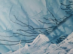 "Deer hunting" Original futuristic landscape. Oil painting.