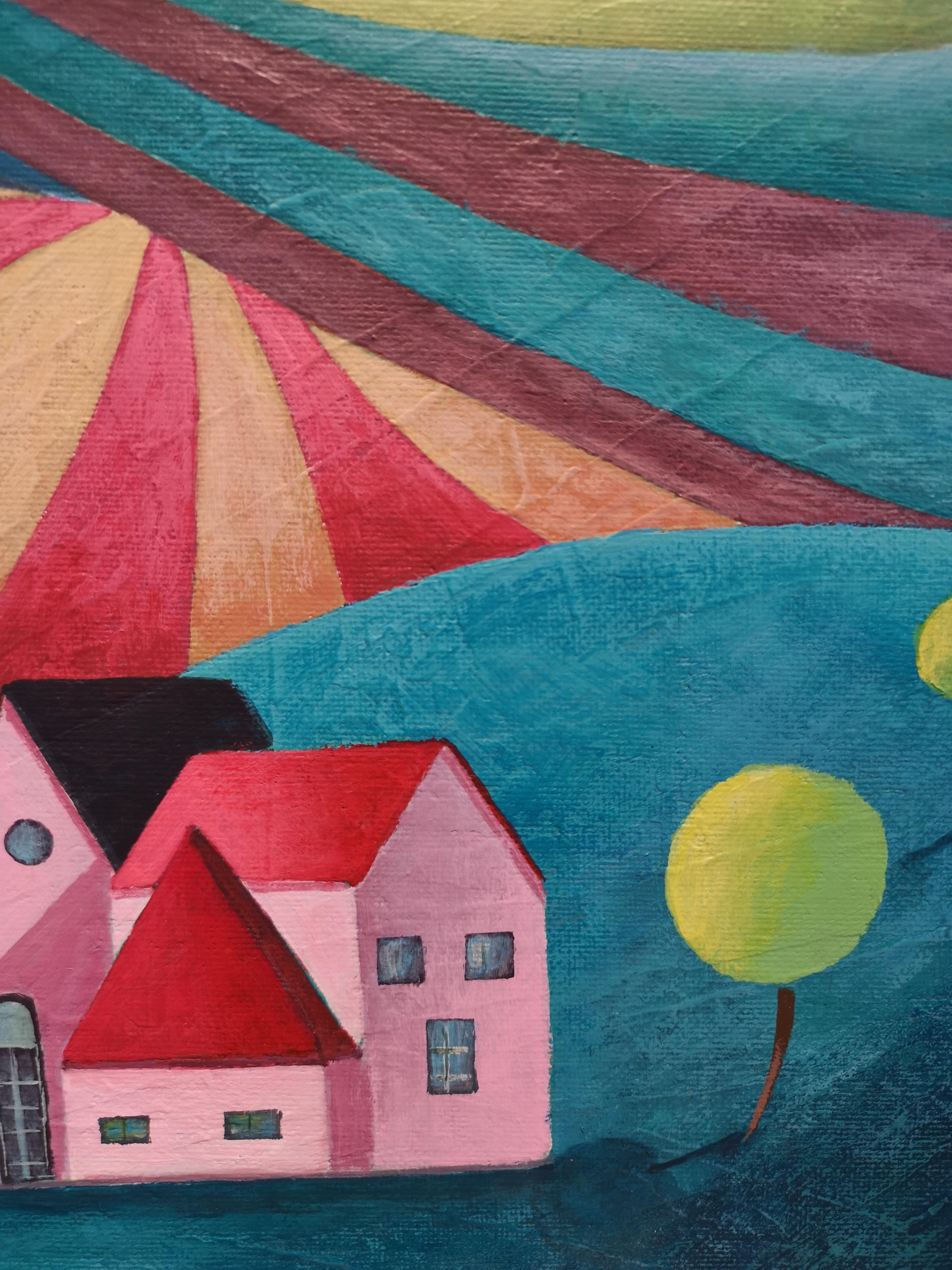 Ökologische Landschaft. Futurismus – Painting von Sanne Bleka