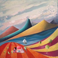 "Ecolandskape" Original futuristic landscape.Bright colours.