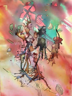 "Elezioni". Quadro futuristico originale. Acrilico su carta.
