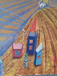 "Ghost mountain" Original futuristic landscape.Bright colours