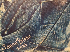 "Ice city" Original futuristic landscape. Horizontal oil painting