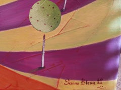 "Idyll of life" Original futuristic landscape . Oil painting.