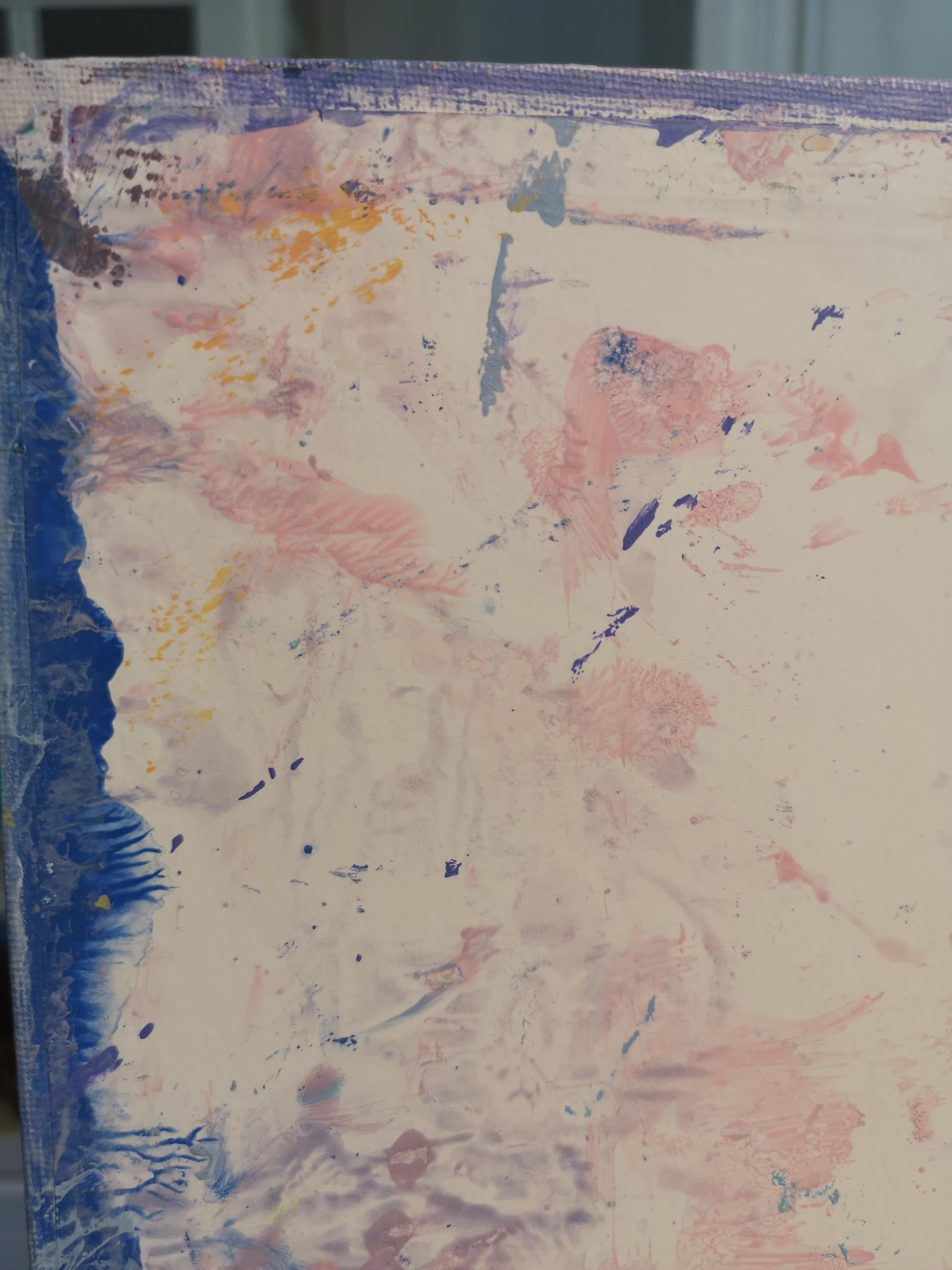 Meeting. Oil painting landscape, future, horizontal - Gray Landscape Painting by Sanne Bleka