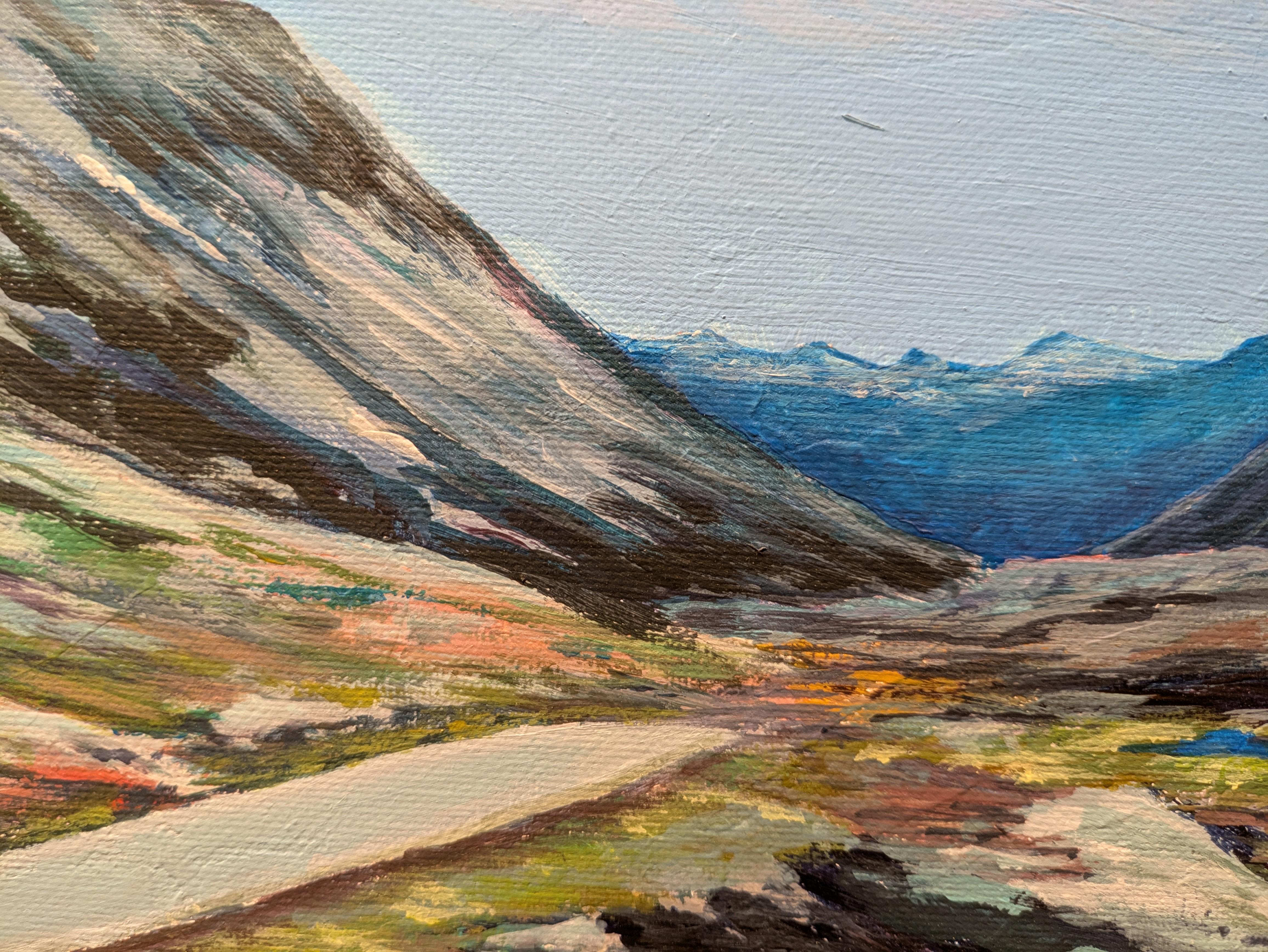 Montañas de Noruega. Horizontal, interior, azul, naturaleza, Bleka - Painting de Sanne Bleka
