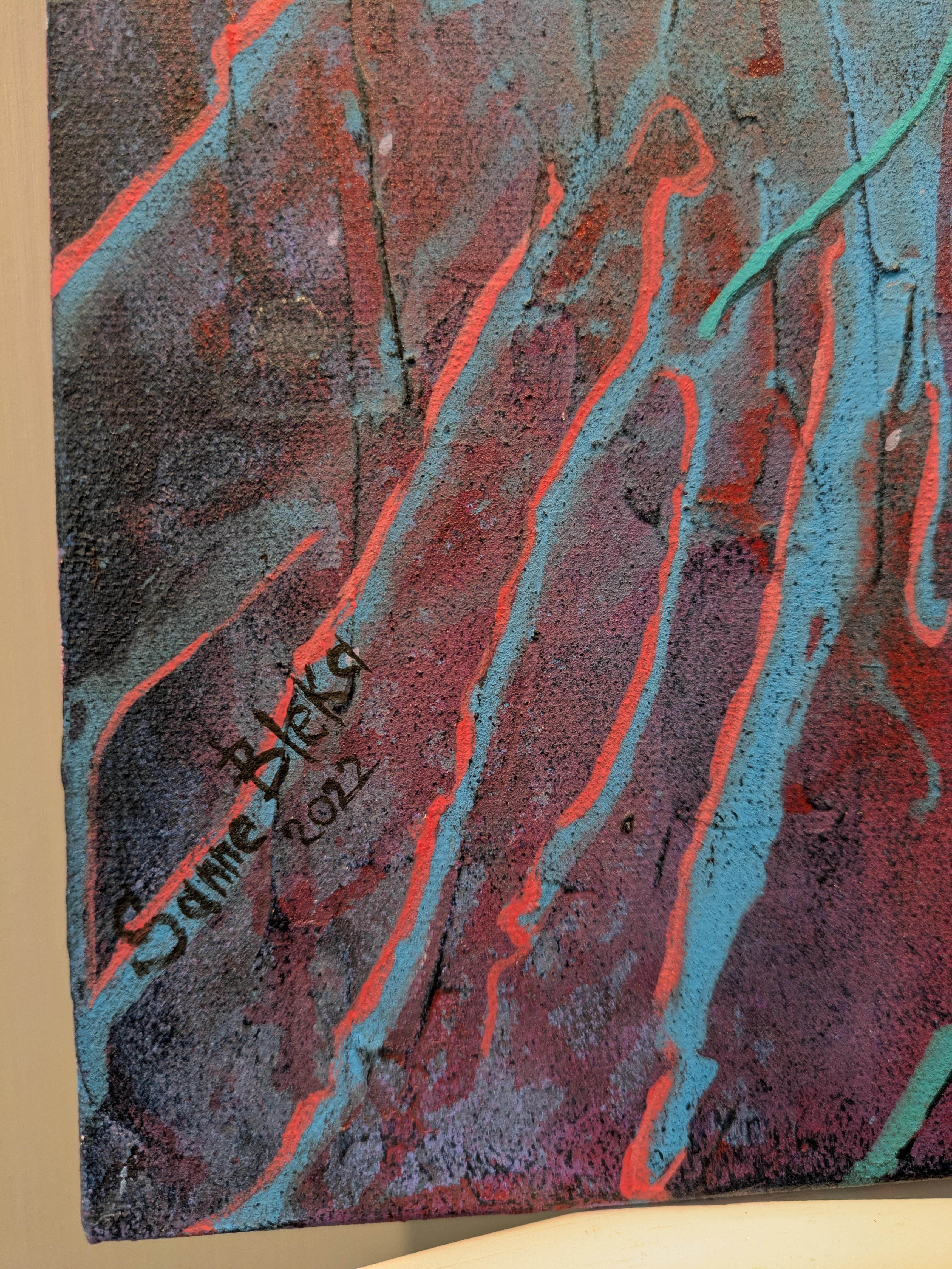 Beobachten. Sguare, lila, Augen, original, Bleka, Öl, Acryl (Grau), Abstract Painting, von Sanne Bleka