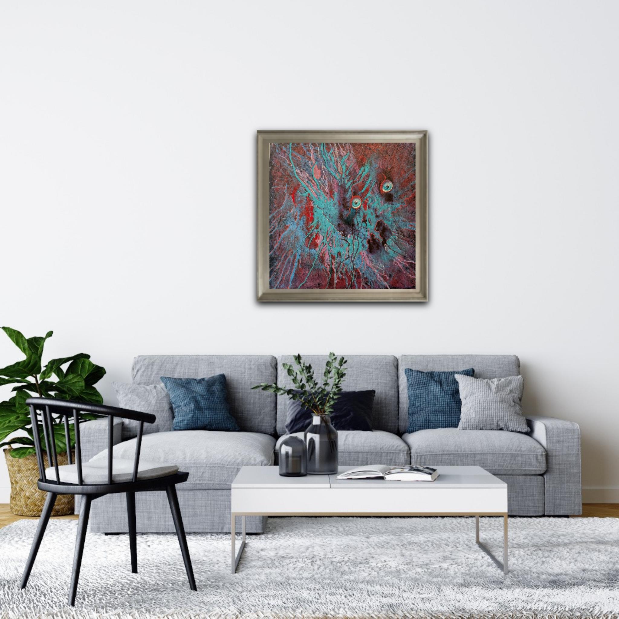 Beobachten. Sguare, lila, Augen, original, Bleka, Öl, Acryl im Angebot 3