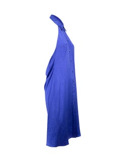 Sanne Blue Jewelled Halterneck Dress Size S