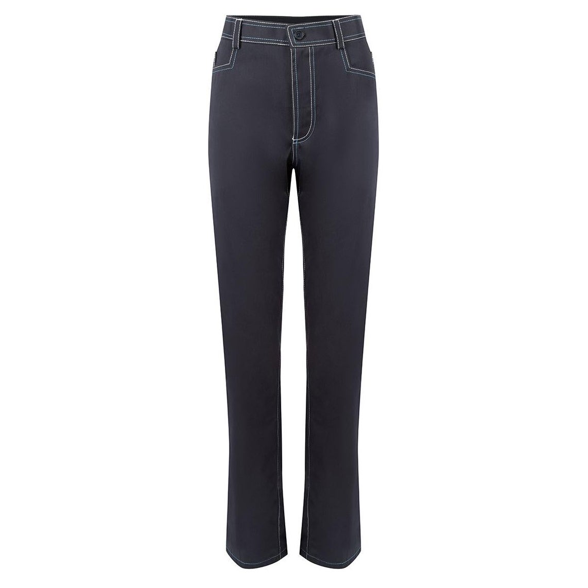 Sanne Navy Contrast Stitch Slim Leg Trousers Size M