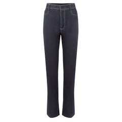 Sanne Navy Contrast Stitch Slim Leg Trousers Size M