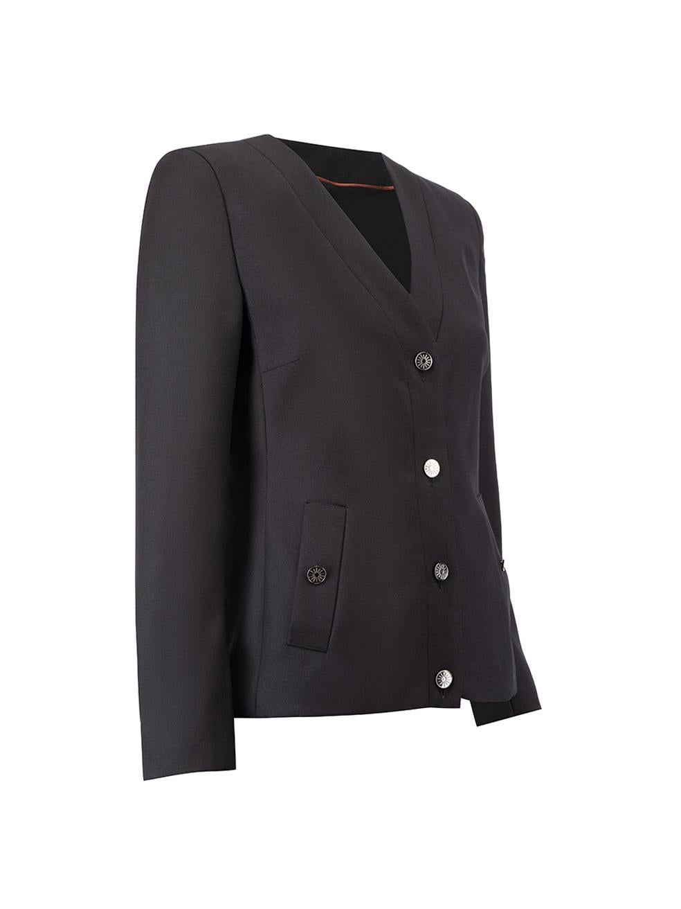 CONDITION is Very good. Hardly any visible wear to blazer is evident on this used Sanne designer sample item. Please note that this item does not have brand label.
 
 Details
  Designer sample item
 Black
 Wool
 Single breasted blazer
 Buttoned