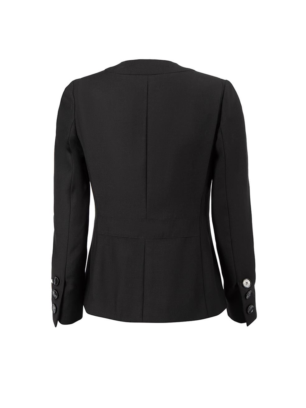 Sanne Women's Black Button Up Collarless Blazer In Good Condition For Sale In London, GB