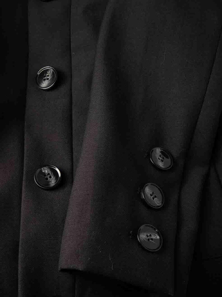 Four Button Solid Pattern Black  Women Vest Sleeveless Blazer