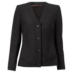 Sanne Women's Black Button Up Collarless Blazer