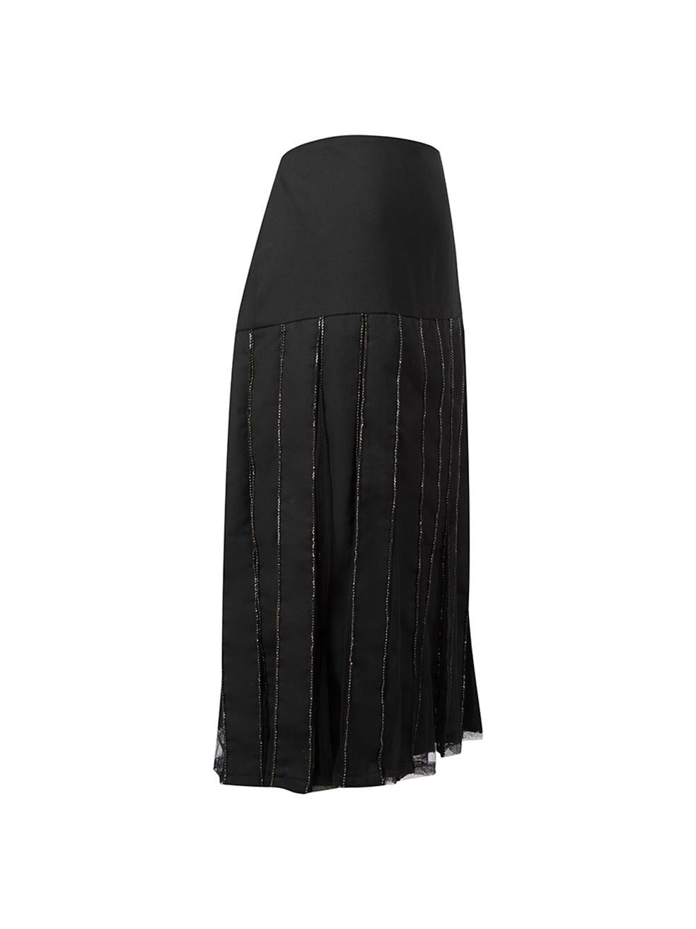 CONDITION is Very good. Hardly any visible wear to skirt is evident on this used Sanne designer sample item. Please note that this item does not have brand label.
 
 Details
  Designer sample item
 Black
 Synthetic
 Knee length skirt
 Pleated and