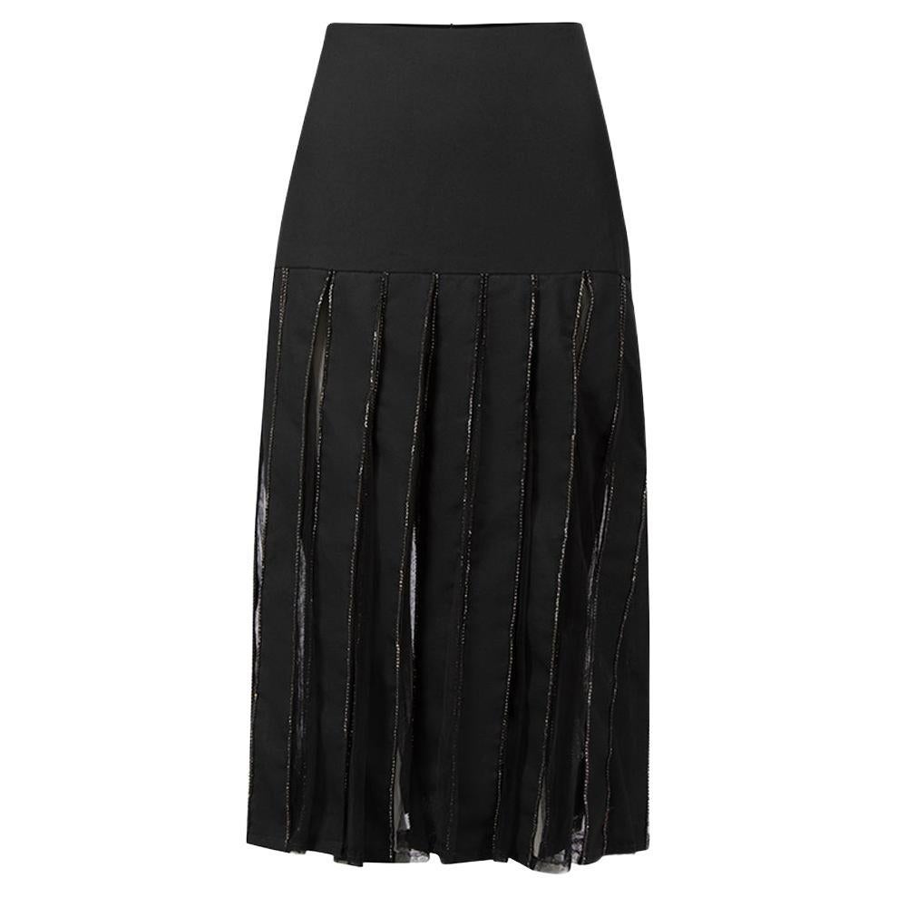Sanne Women's Black Sheer Beads Accent Pleated Skirt For Sale