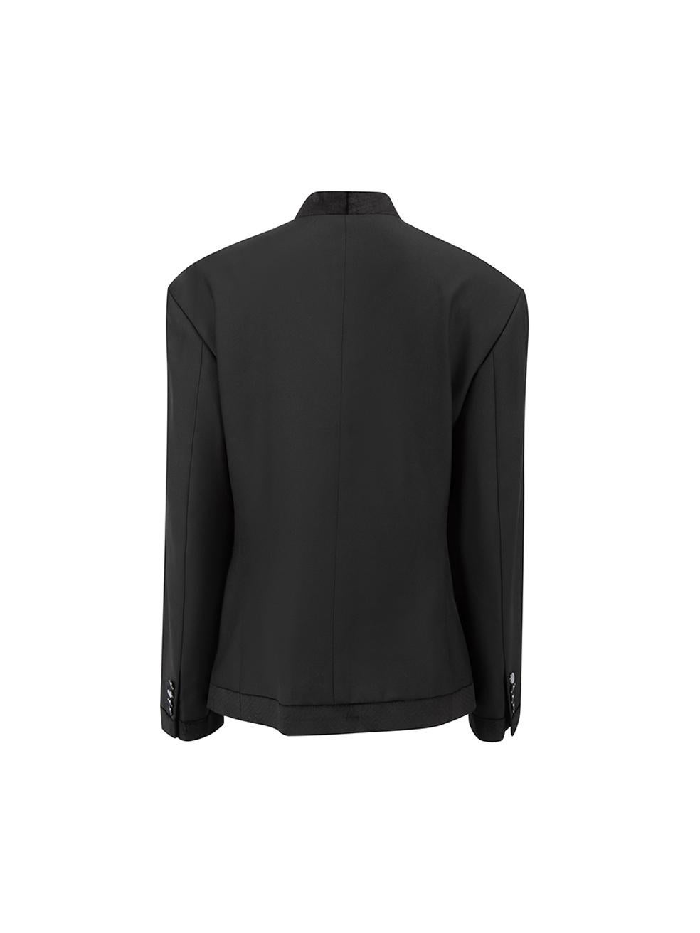 Sanne Women's Black Velvet Trim Asymmetric Blazer In Good Condition For Sale In London, GB