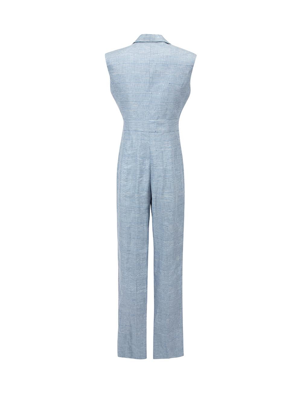 Sanne Women's Blue Checkered Sleeveless Jumpsuit In Good Condition For Sale In London, GB