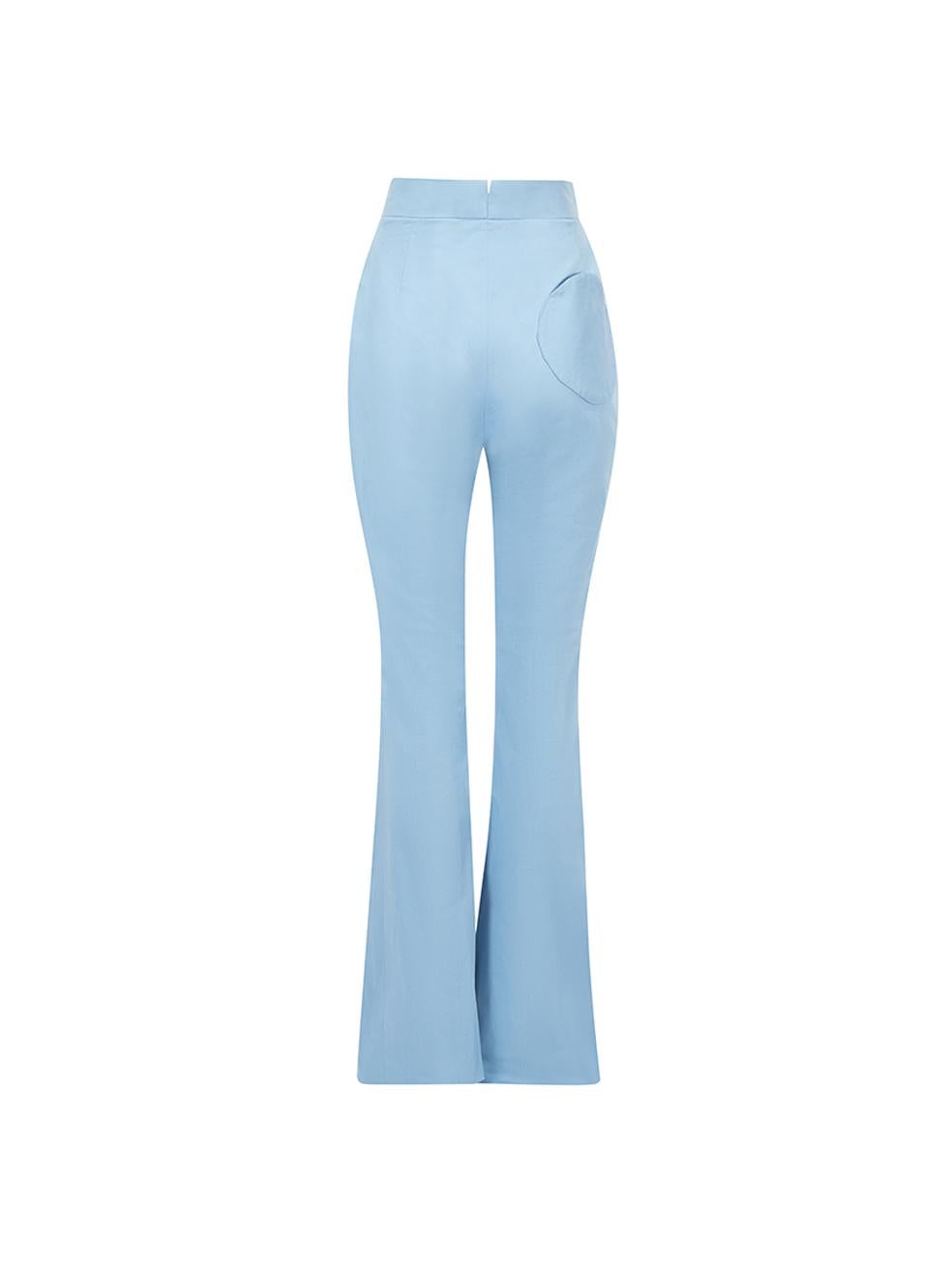 Sanne Women's Blue High Rise Flared Trousers In Good Condition For Sale In London, GB