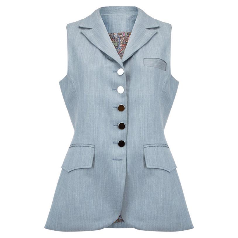 Sanne Women's Blue Hip Length Suit Waistcoat For Sale