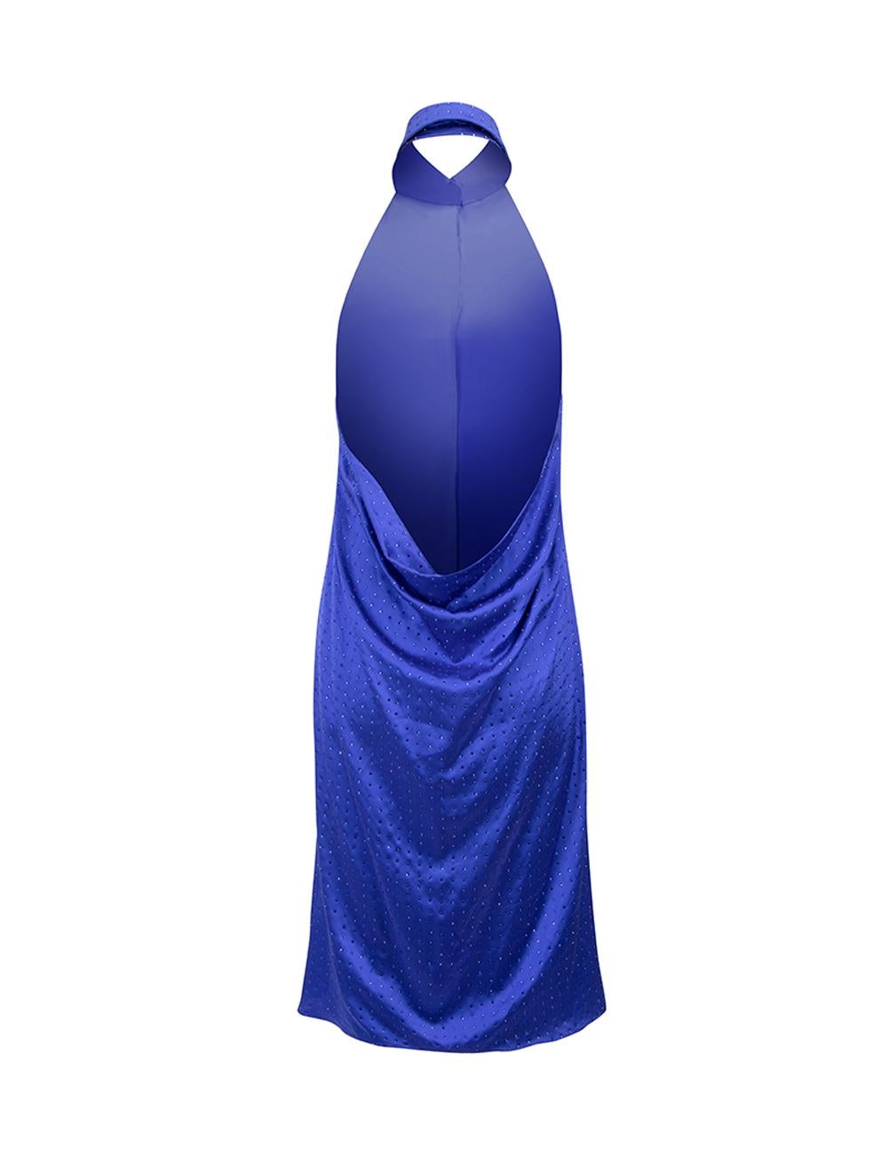 Sanne Women's Blue Jewelled Halterneck Dress In Good Condition For Sale In London, GB