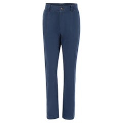 Sanne Women's Blue Trousers with Brown Accent